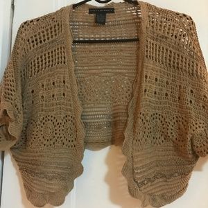 Grace Elements Crochet TAN Drape Cardigan - M - FINAL SALE